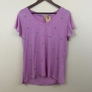 Democracy Sz M Embroidered Cactus T Shirt NWT